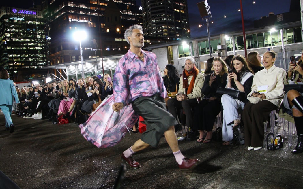 Oscar winner and director Taika Waititi made a surprise appearance on the catwalk during the opening night of New Zealand Fashion Week in 2025