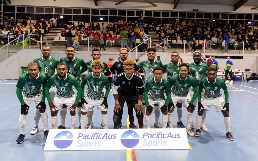 Jul 05: Match action at the PACIFICAUS Sports Futsal Series between Australia and the Solomon Islands at The Centre Dural (Photos: Damian Briggs/Speedmedia)