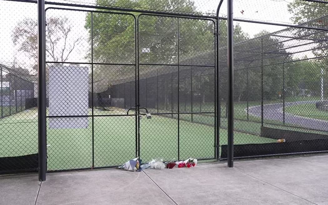 Floral tributes have been left at the cricket nets at Ferntree Gully.