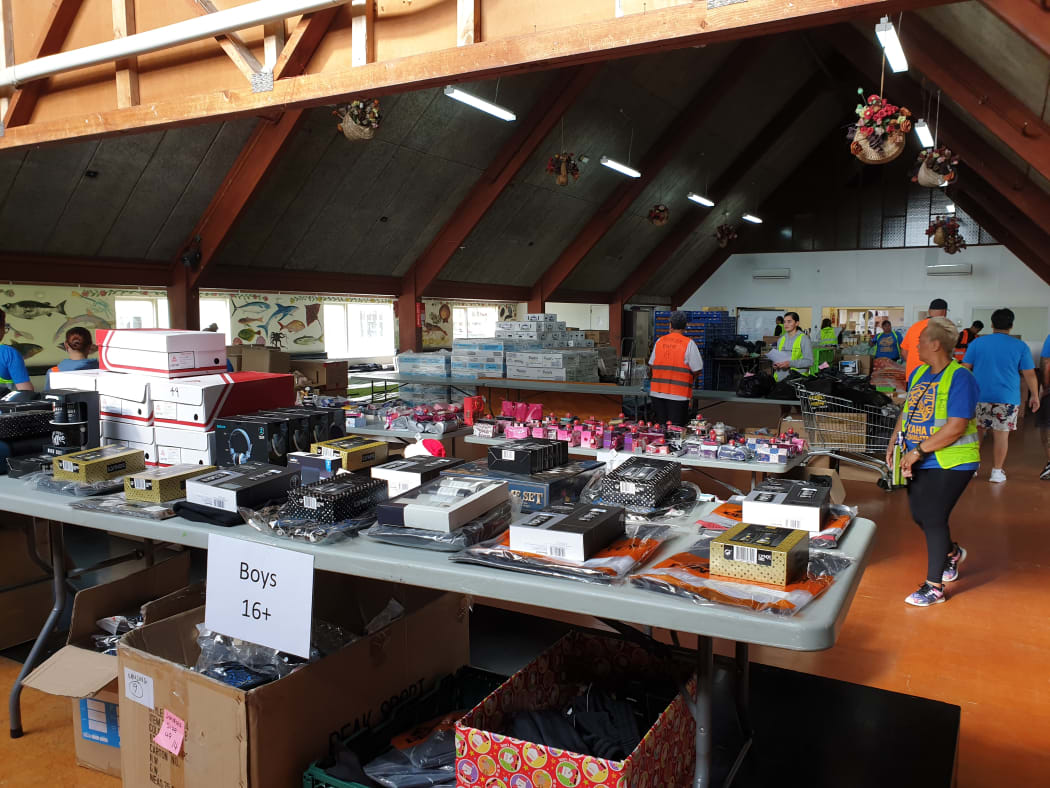 The Papakura Marae being used as a distribution centre for the Auckland City Mission.