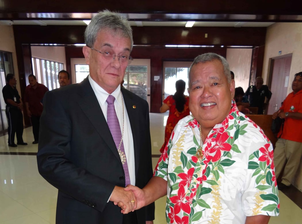 Tony de Brum pictured with former Marshall Islands President and paramount chief Imata Kabua in 2012.