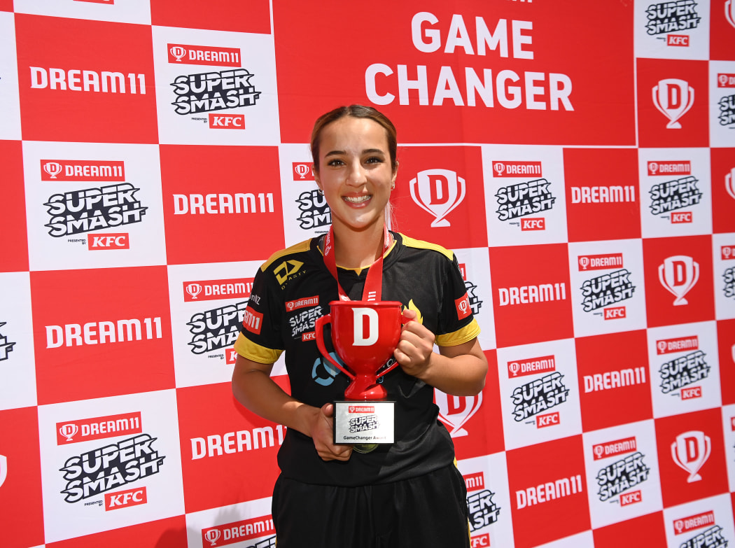 Game changer Xara Jetly.
Northern Brave v Wellington Blaze. Dream 11 Super Smash Twenty20 womens cricket match at Cobham Oval, Whangarei. Sunday 16 January 2022.