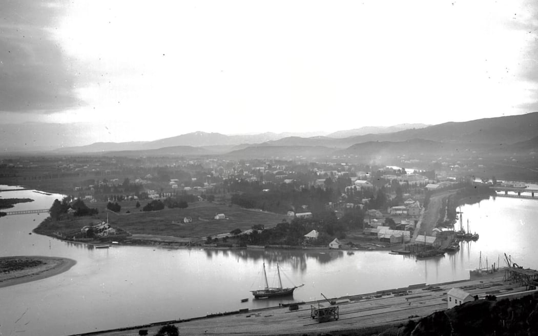 The Inner Harbour Wharf Shed, also known as the Bond Store, seen at the port in the bottom right corner of this photo, taken in 1887.
