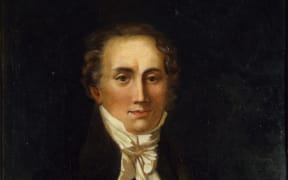 Half-length frontal portrait supposedly of author and judge of the Native Land Court, Frederick Edward Maning, circa 1850.