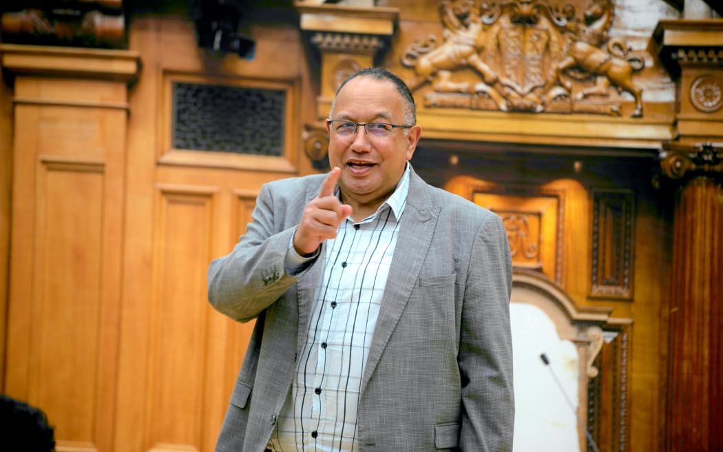 Speaker Adrian Rurawhe gives the Greens’ Teanu Tuiono a warning for pushing the debate rules.