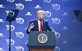 President Donald Trump addresses at the American Farm Bureau Federation Annual Convention and Trade Showin Austin, Texas.