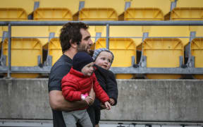 All Blacks Captains run. Sam Whitelock with kids,