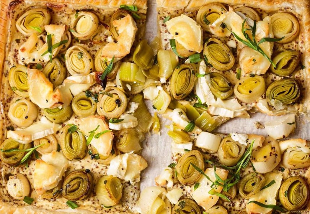 Leek and goat cheese tart