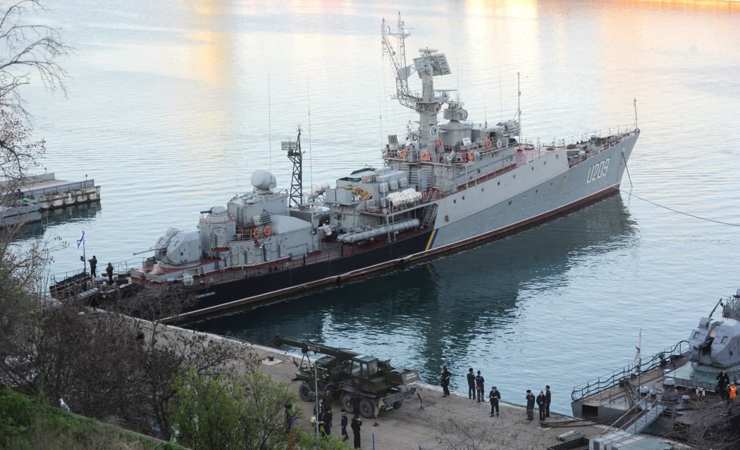 The Ukrainian Navy ship Ternopil after it was taken over by Russian forces.