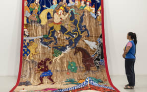 Khadim Ali / Untitled 1 2021 / Courtesy of the artist and Milani Gallery, Brisbane. The original tapestry that was recovered after the artisans had to flee Afghanistan.