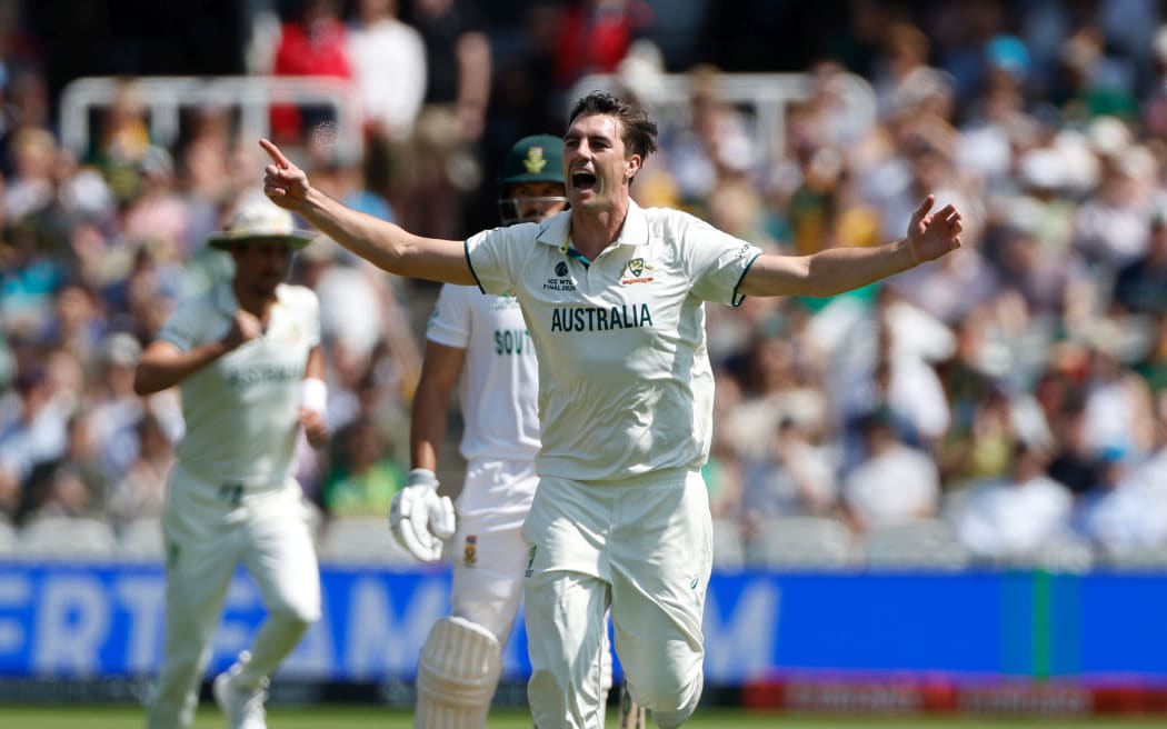 Pat Cummins of Australia celebrates