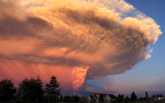 A view of Calbuco from Puerto Montt, southern Chile, on 22 April.