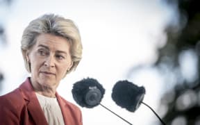 EU Commission President Ursula von der Leyen addresses the press conference after the Baltic Sea Energy Security Summit in Kongens Lyngby, outside of Copenhagen.