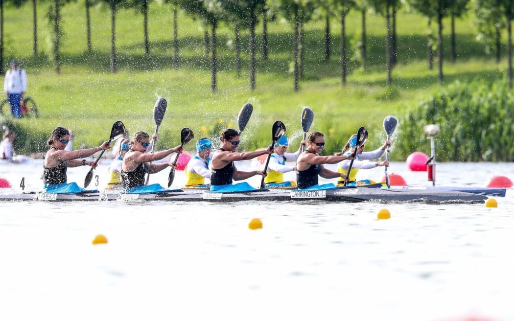 K4 NZ women competing at Canoe Sprint World Cup in Poznan