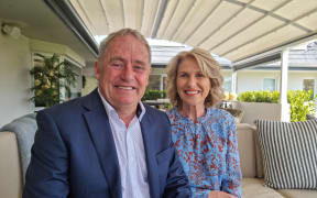 Phil and Chrissy Mauger celebrating the preliminary Christchurch City Mayoralty results at their Avonhead home.