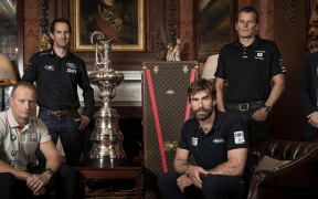 James Spithill (left), Ben Ainslie (second from left), Dean Barker (second from right) are among five syndicates to signup to the new America's Cup framework.