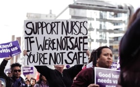 The Auckland nurses protest on 9 June 2021.