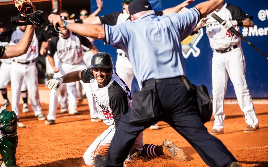 MSWC Game Day 9, New Zealand vs Australia, 20th of June, 2019.  Photo Grega Valancic / WBSC... Reilly Makea is playing his third Mens Softball World Cup, he debuted in 2019 as the youngest player on a fourth-place team, hitting .333 with seven RBIs and a homer.