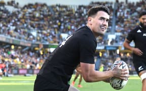 All Blacks Will Jordan celebrates after scoring against the Springboks