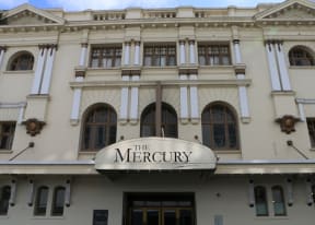 An image of the facade of the Mercury Theatre building.