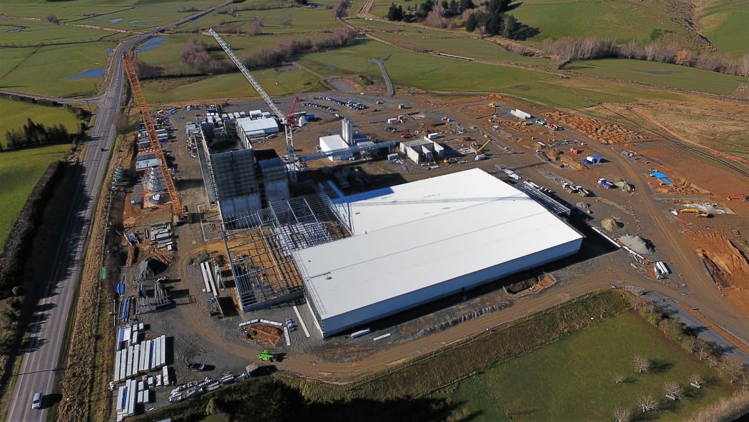 An aerial photo of the Mataura Valley Milk Company plant under construction on July 29, 2017.