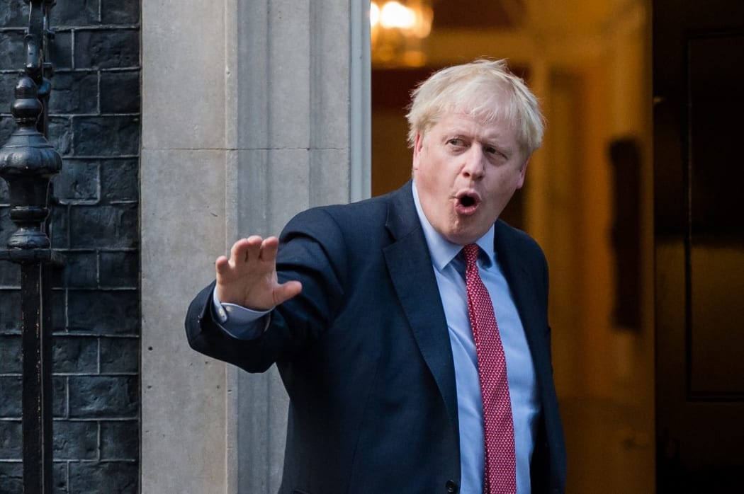 British Prime Minister Boris Johnson stands on the steps of 10 Downing Street ahead of the meeting with European Parliament President David Sassoli (not pictured) on 08 October 2019 in London, England. (Photo by WIktor Szymanowicz/NurPhoto)
