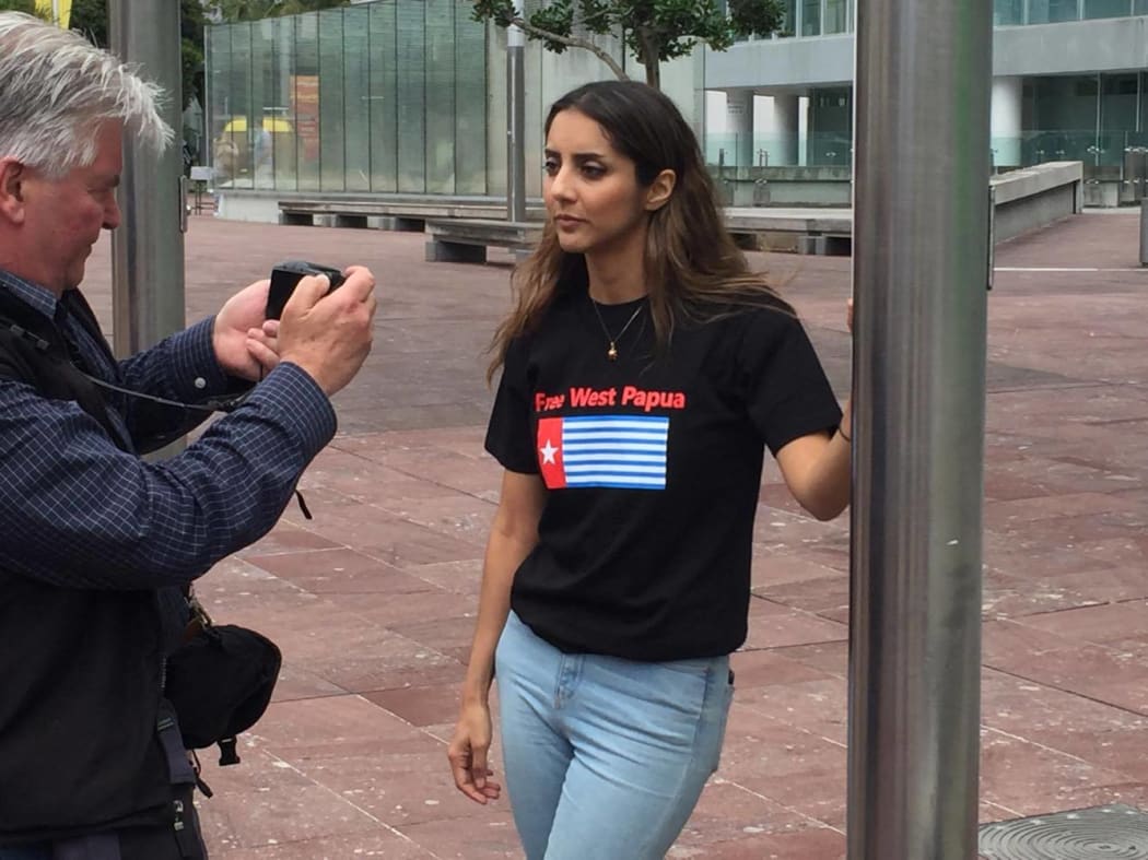 New Zealand Green MP Golriz Ghahraman attends West Papua protest