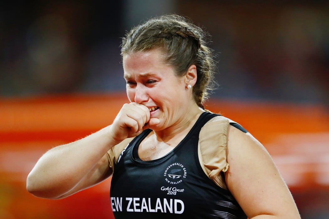 Julia Ratcliffe of New Zealand in tears after winning gold