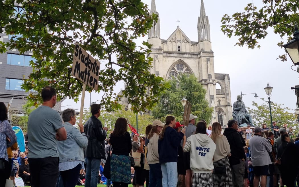 Teachers striking in Dunedin.