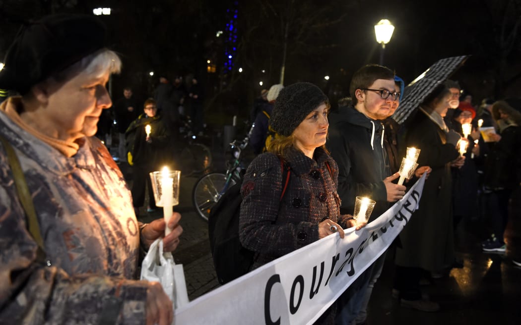 Anti-Pegida protesters held a counter-demonstration in Leipzig.