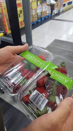 A pair of Porirua Pak 'N' Save shoppers found glass bits on their strawberry.