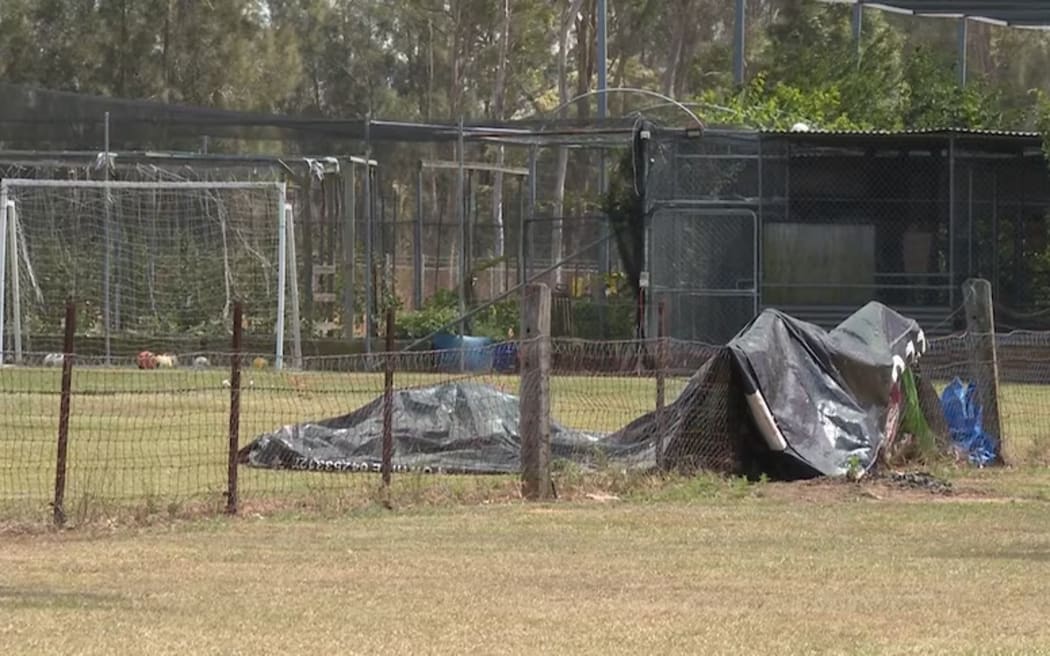 Five children were injured when a jumping castle flipped in strong winds.