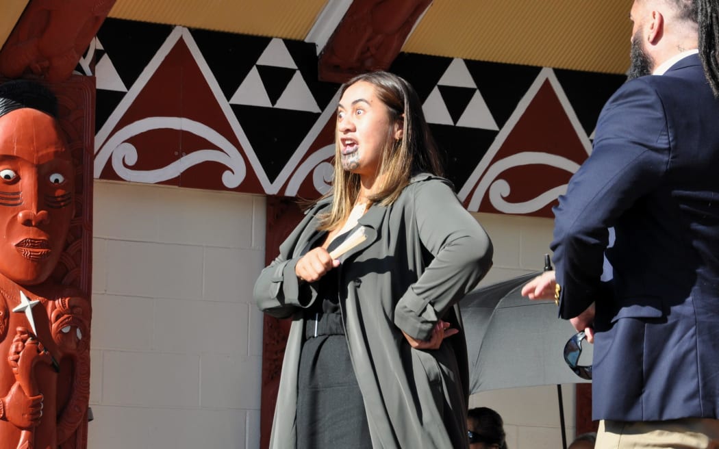 Te Arikinui Kuini Nga wai hono i te po performing kapa haka on an official visit to Whakatu Nelson.