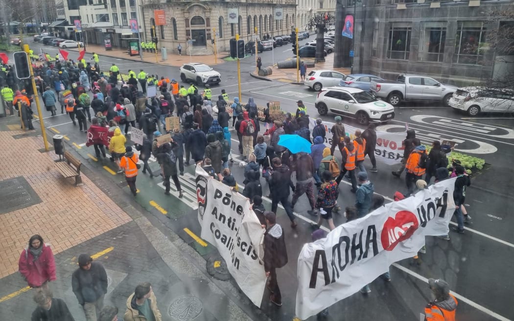 Poneke Anti Facists Coalition protestors in Wellington.