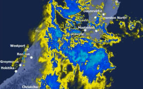 Rain radar showing central NZ on Wednesday 18 December