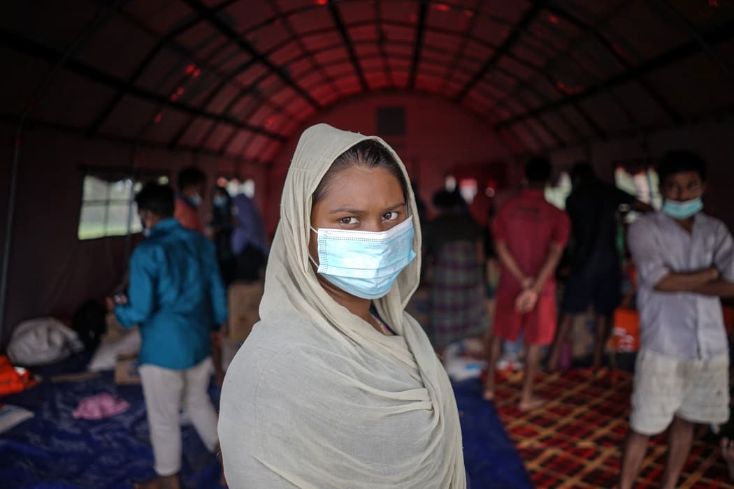 A Rohingya refugee is seen in a temporary shelter on Idaman Island, East Aceh Regency, Aceh Province, Indonesia.
