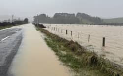 Flooding at Banks Peninsula following heavy rains in the Canterbury region.