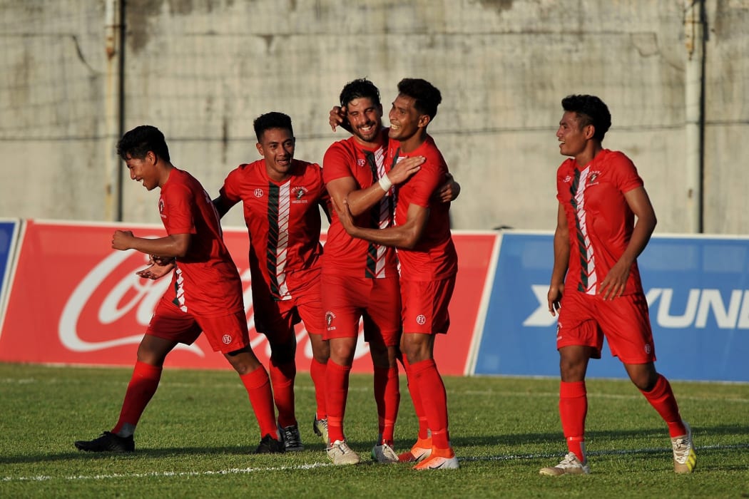 Lupe o le Soaga celebrate another goal in their historic win against Ba FC.