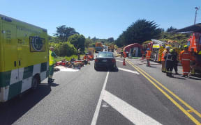 The scene of the truck chemical spill.