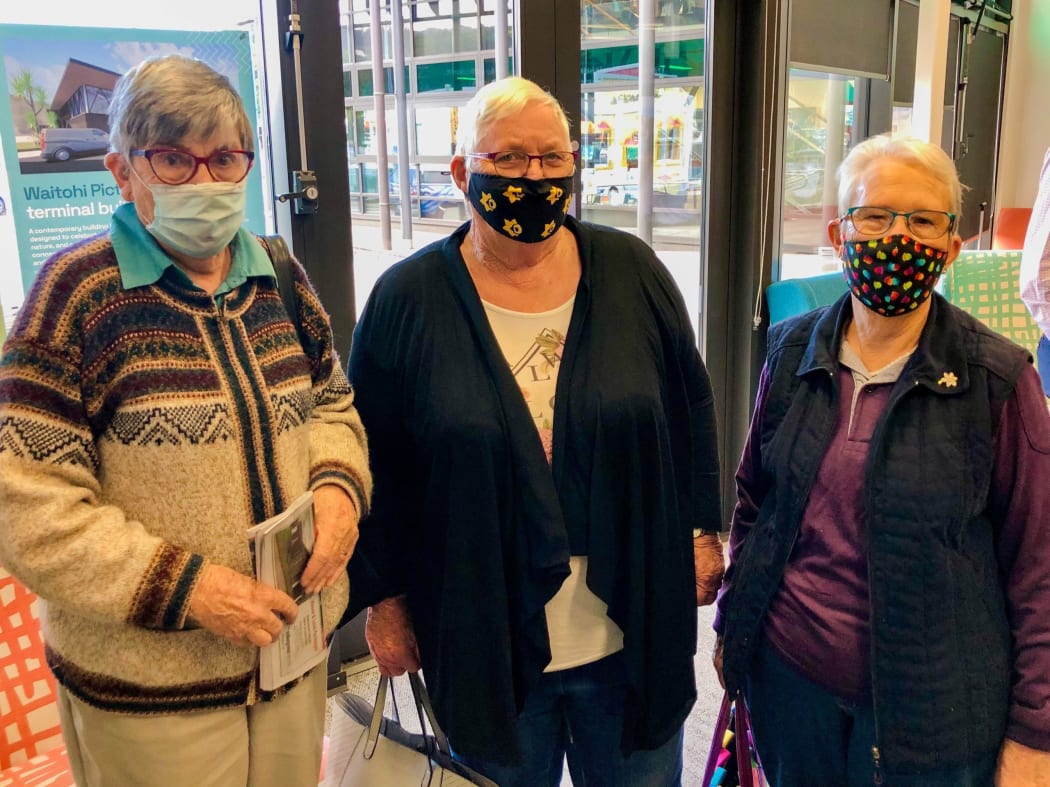 Picton "flower ladies" Helen Baxter (left) Margaret Frisken and Yvonne Rigby at a drop-in session where residents could learn more about the Picton Ferry Terminal upgrade.