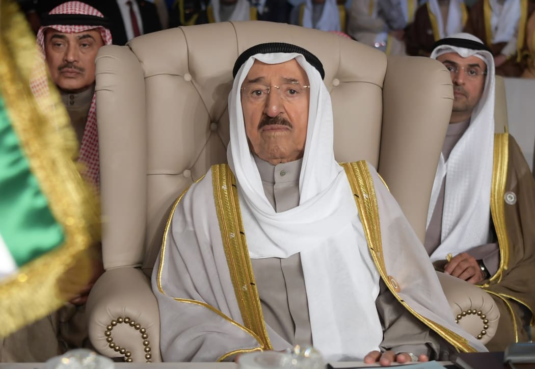 Kuwait's Emir Sheikh Sabah al-Ahmed al-Sabah attends the opening session of the 30th Arab League summit in the Tunisian capital Tunis, March 2019.