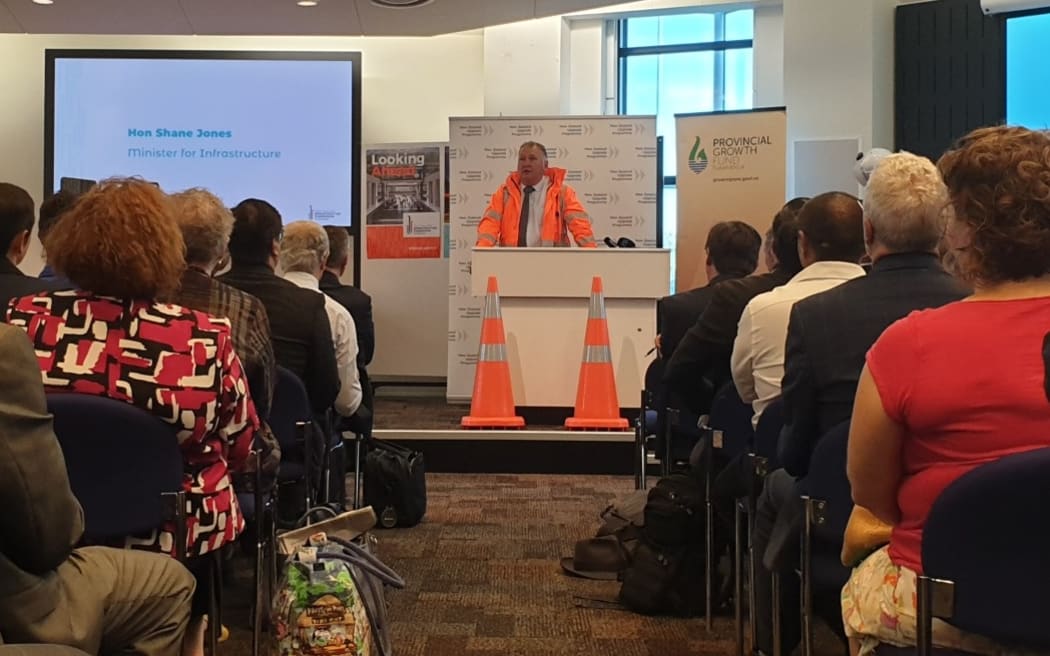 Regional Economic Development Minister Shane Jones announcing $190m of infrastructure funding.