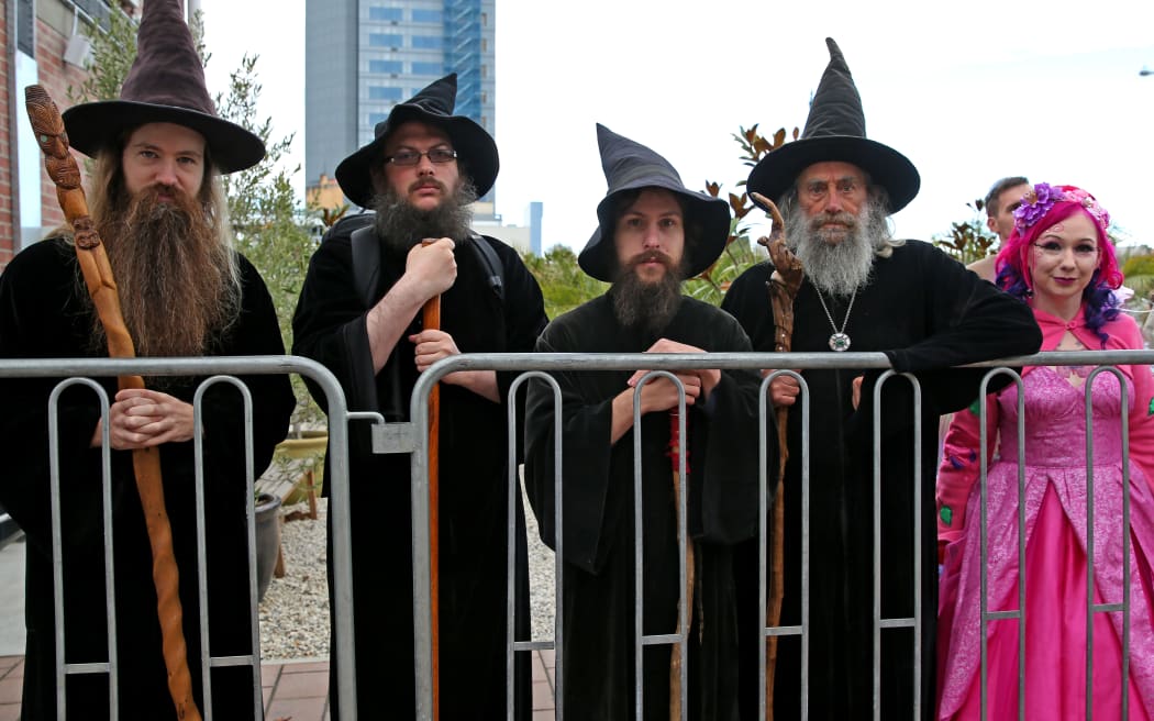 Wizards and a fairy get ready to cast a spell on Prince Harry in Christchurch.