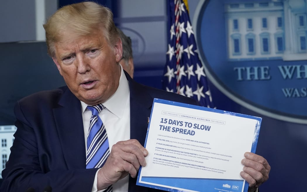 WASHINGTON, DC - MARCH 23:  U.S. President Donald Trump speaks at the daily coronavirus briefing at the White House on March 23, 2020 in Washington, DC.