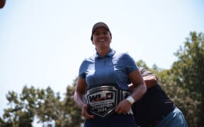 Phillis Meti captures her FIFTH World Long Drive World Championship, at Eagles Landing Country Club outside of Atlanta, 11 August 2024. (Photo supplied, Scott Kinser)