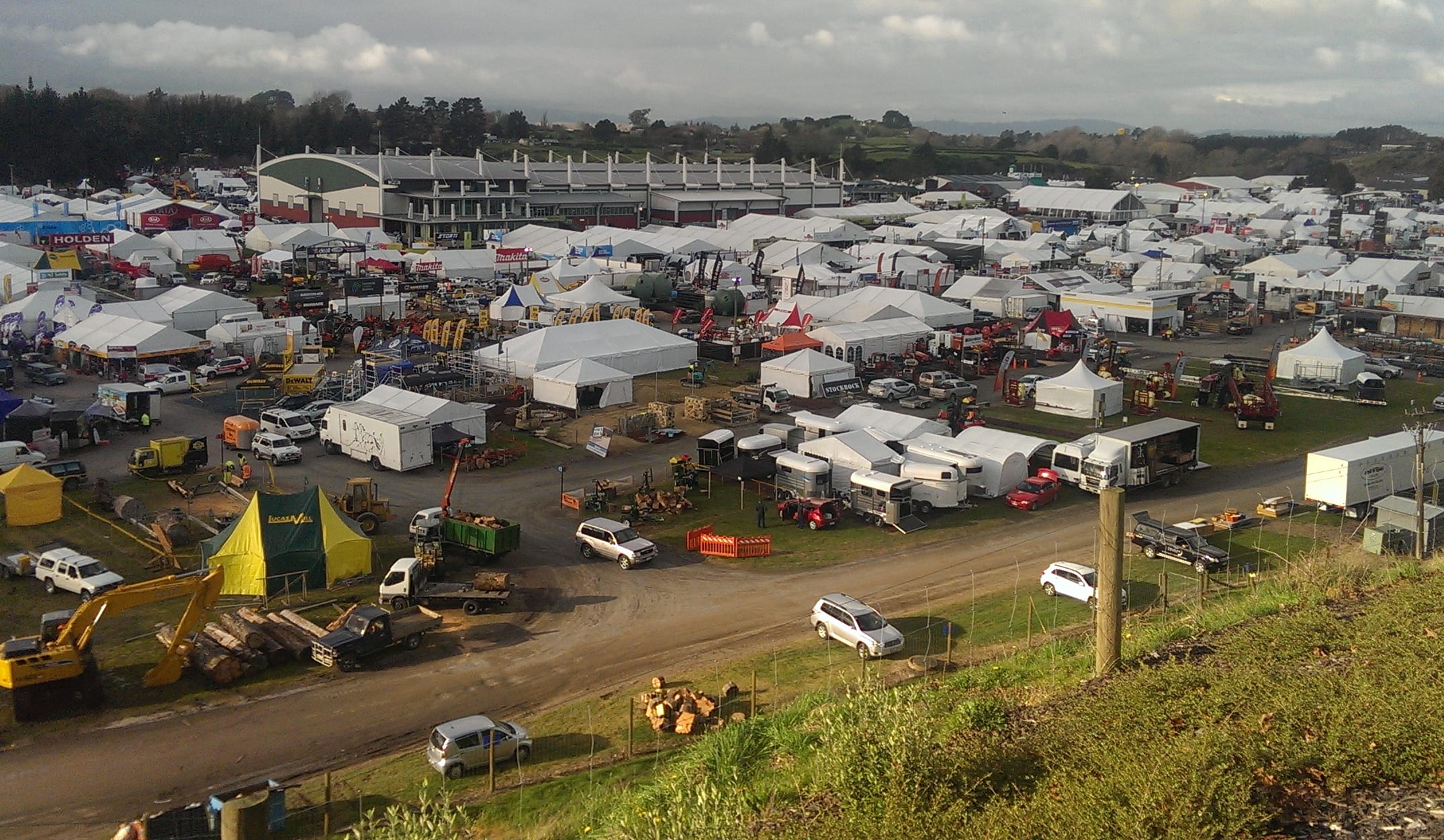 The view from the hill overlooking the set-up at the 2015 Fieldays.