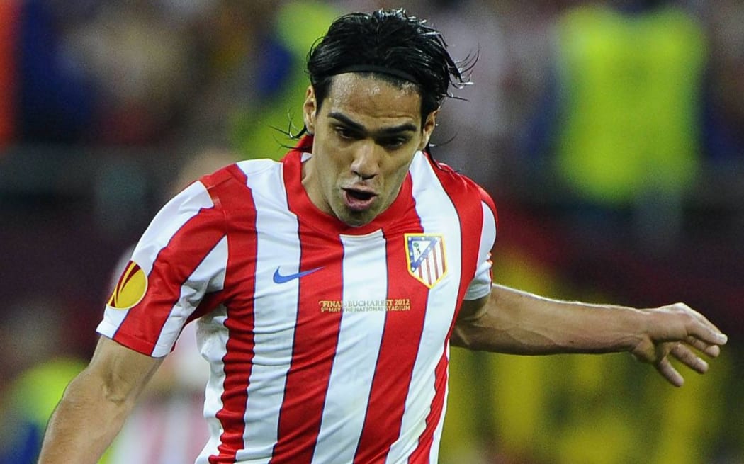 The Colombian striker Radamel Falcao playing for Atletico Madrid.