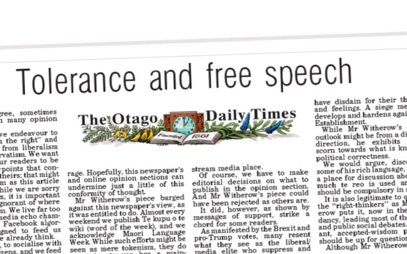The ODT's editorial confronts the controversy over Dave Witherow's controversial column.