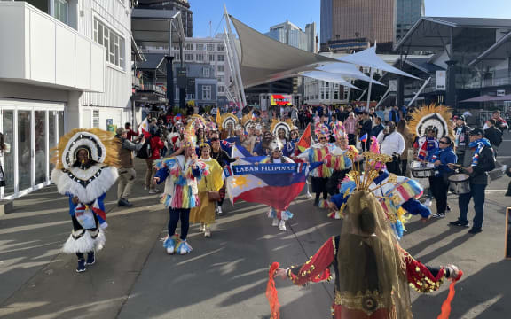 Philippines fans in Wellington before Football World Cup  - before match against Football Ferns