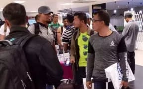 The 3rd group of Manus men at the Port Moresby airport.